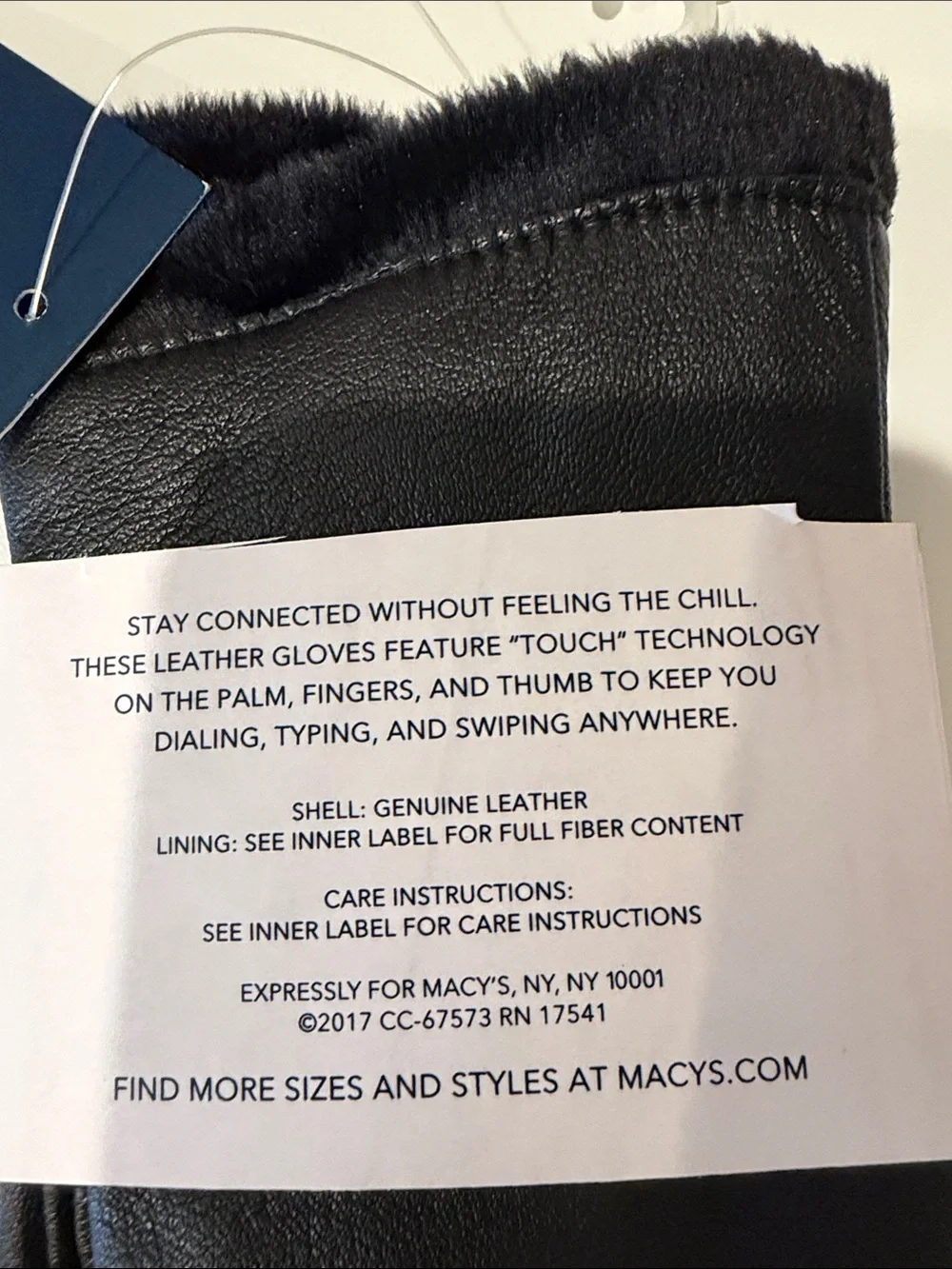 NEW Charter Club Black Leather Touchscreen Gloves with Soft Cuff $95